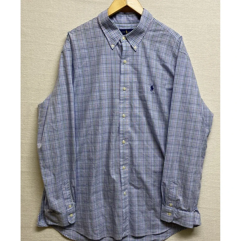 Ralph Lauren Classic Fit Button Down Long Sleeve Plaid Shirt Mens 2XL 18.5‎